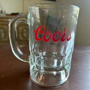 Original COORS Beer Logo Barware Vintage Heavy Thick Mug Glass Cup BEER MUG 5” H